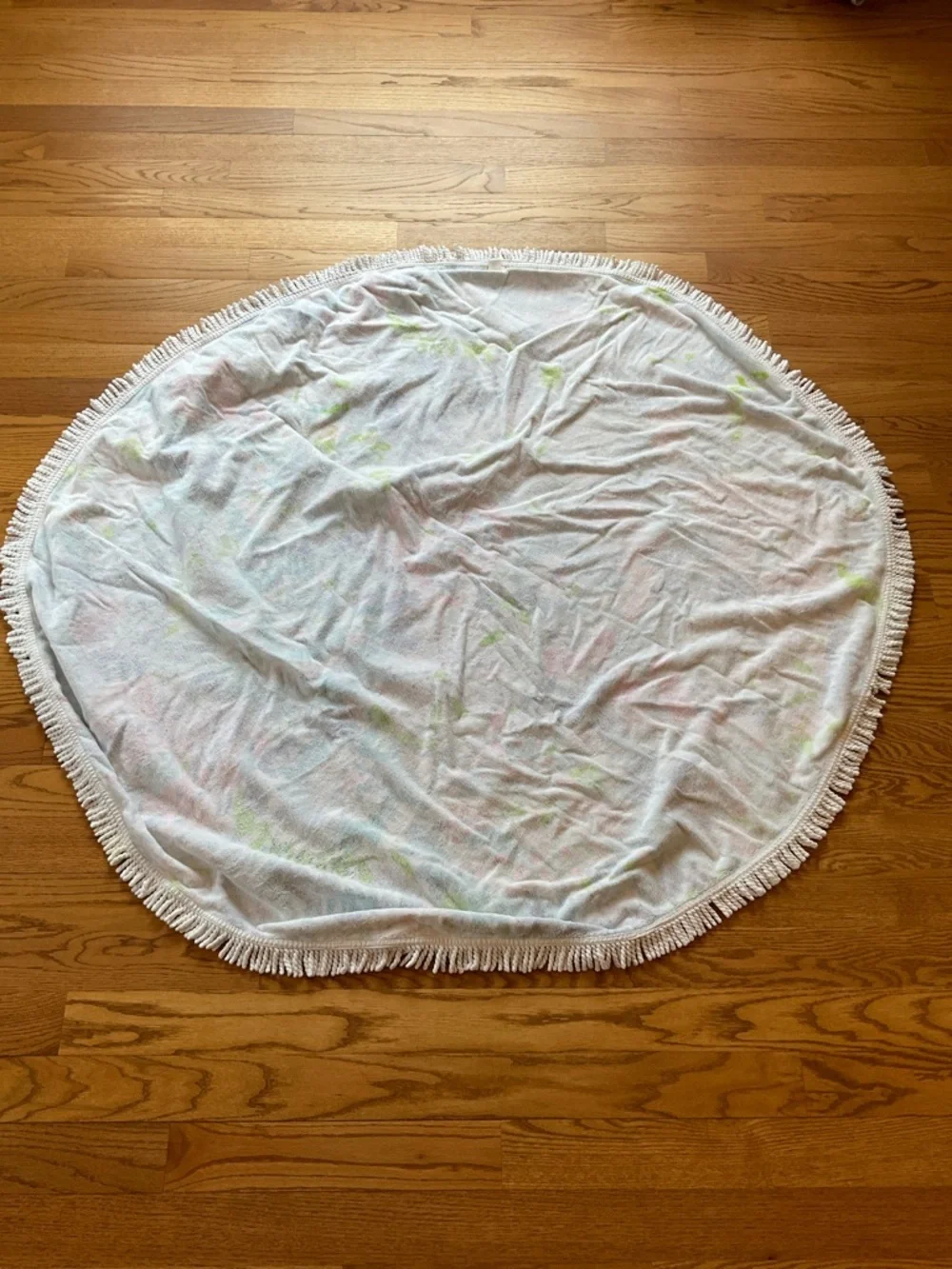 Lilly Pulitzer Pastel Floral Fringe Round Towel - White, Pink, Green, Aqua